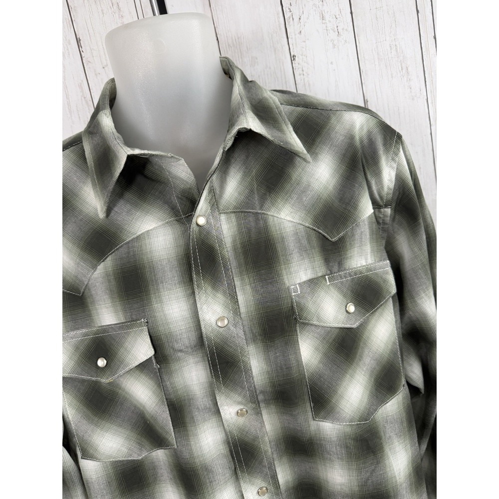 Men's Wrangler Western Pearl Snap Shirt Long Sleeve Size L